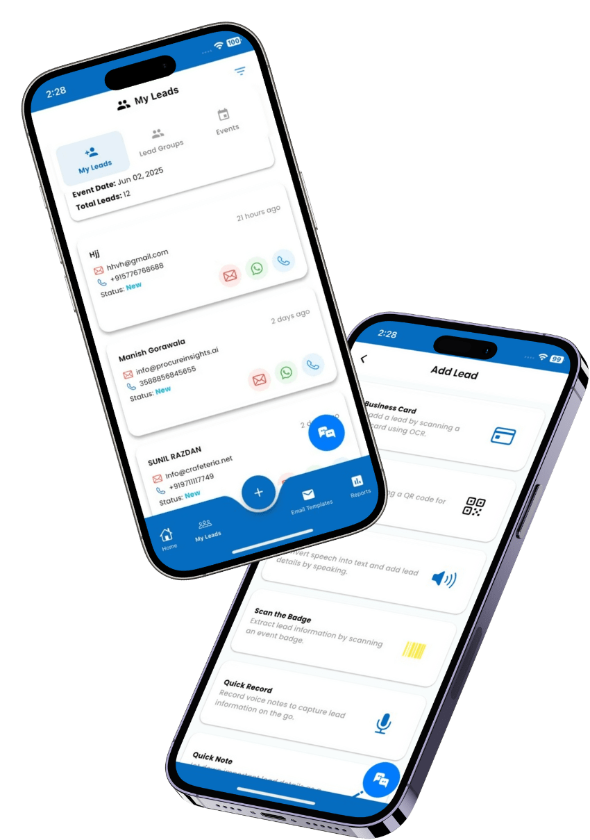 Effortlessly capture and store contact details by scanning business cards with the MLeads app, enabling instant follow-up and organization